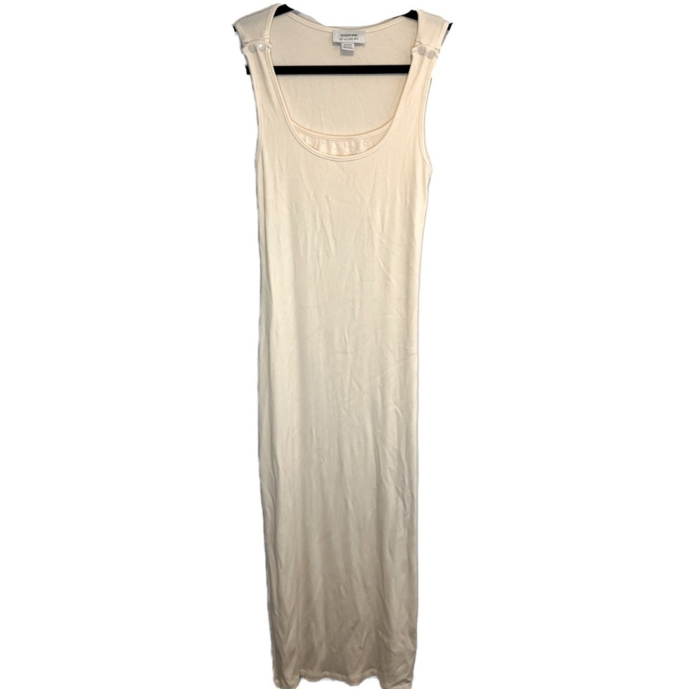 Seraphine Maternity Ribbed Maxi Dress sleeveless Cream US Size 4